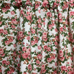 HANDMADE PINK ROSE EYELET POLY/COTTON VALANCE, 42 X 15 INCHES